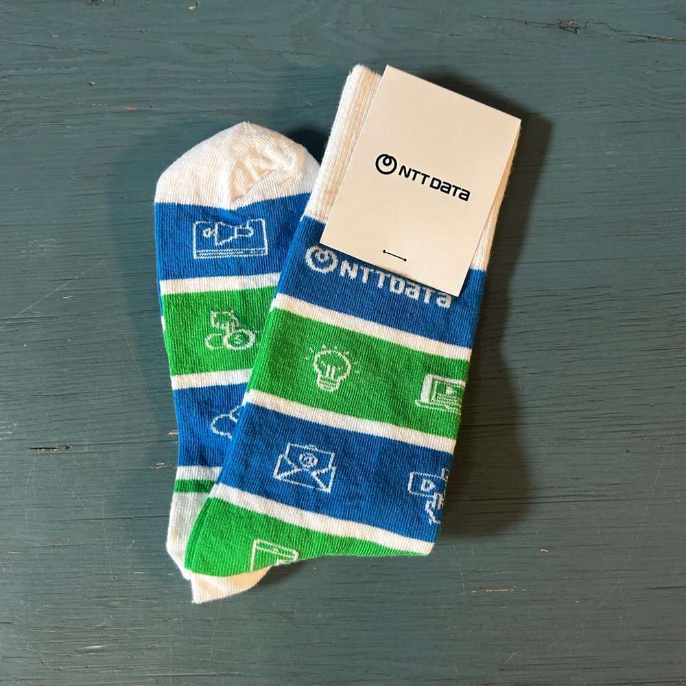 Blue and Green Men's Casual Socks
